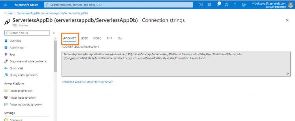 ServerAppDB Connection Strings